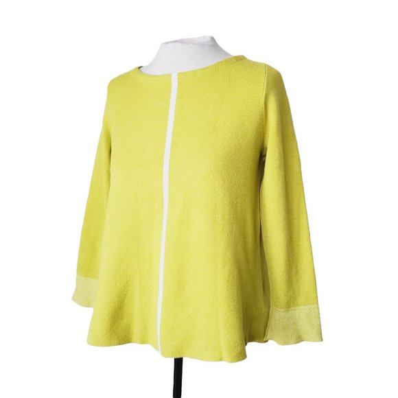 Cynthia Rowley Sweater Stripe Retro 70s Boxy Lime Green M - Picture 1 of 10